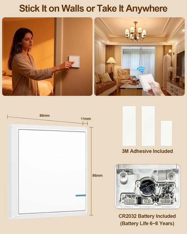 Wireless Light Switch and Receiver Kit, Waterproof, Outdoor 1969ft Indoor 13... gallery