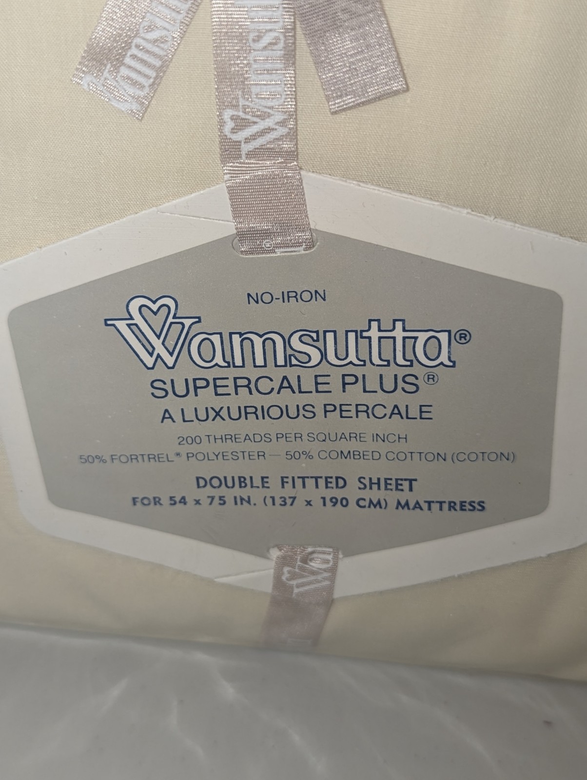 NOS Wamsutta Supercale Plus Double Fitted Sheet Beige 200 Thread Count gallery