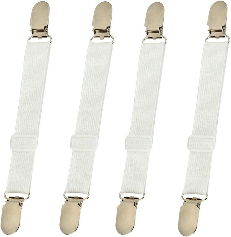 Durable Bed Sheet Holder Straps - 4 Pack Adjustable Elastic Suspender Fasteners gallery