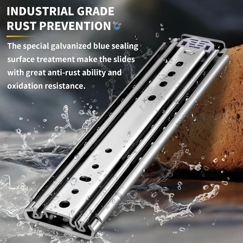 Heavy Duty Drawer Slides Full Extension Side Mount Ball Bearing Long Rails 34 in gallery