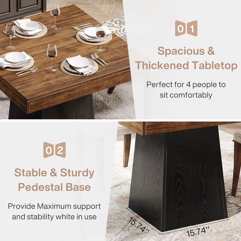 31.5'' Square Dining Table for 4 People, Farmhouse Kitchen Table for Dining Room gallery