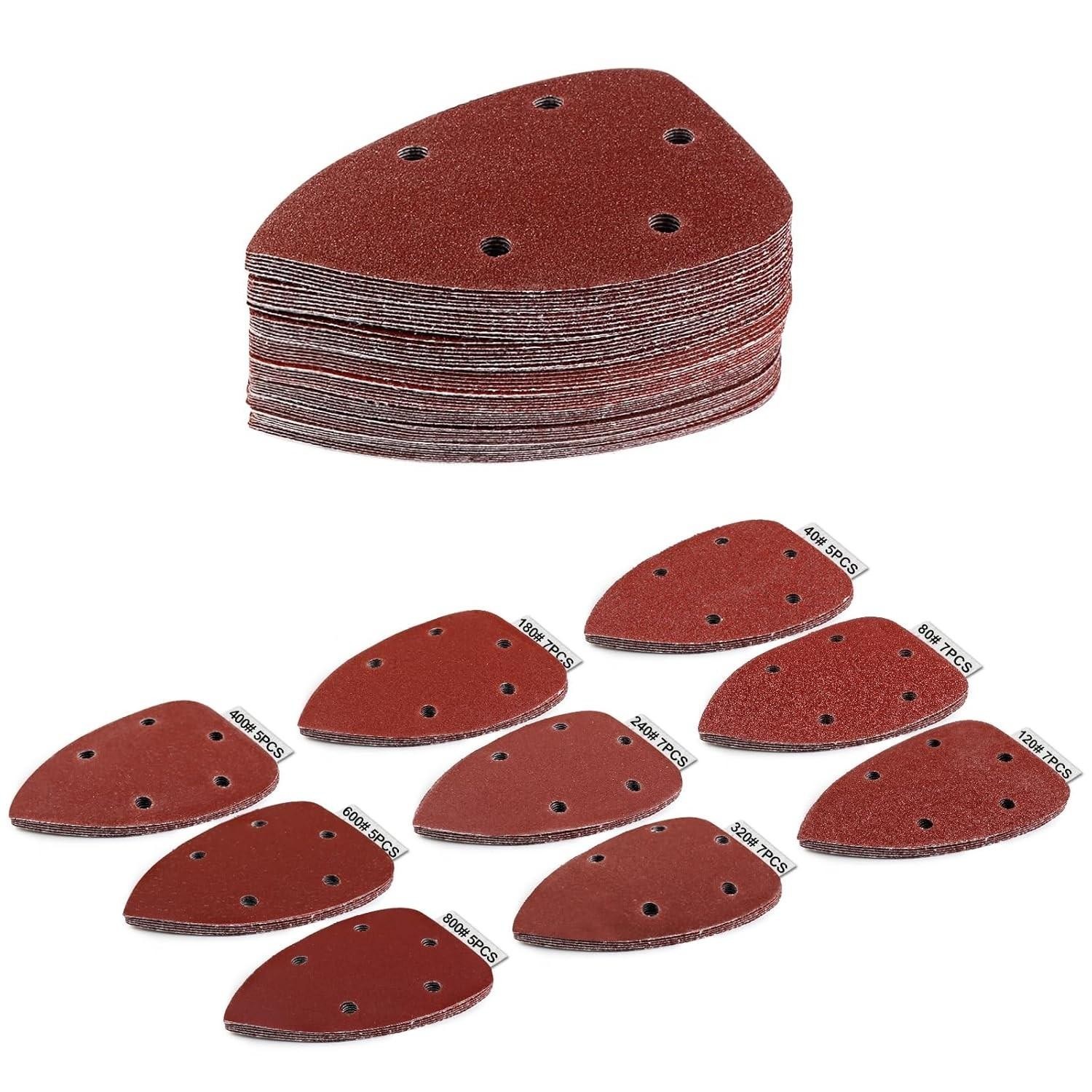 55pcs Mouse Detail Sander Sandpaper Premium Triangle Sanding Pads 9 Grits 40-800 gallery