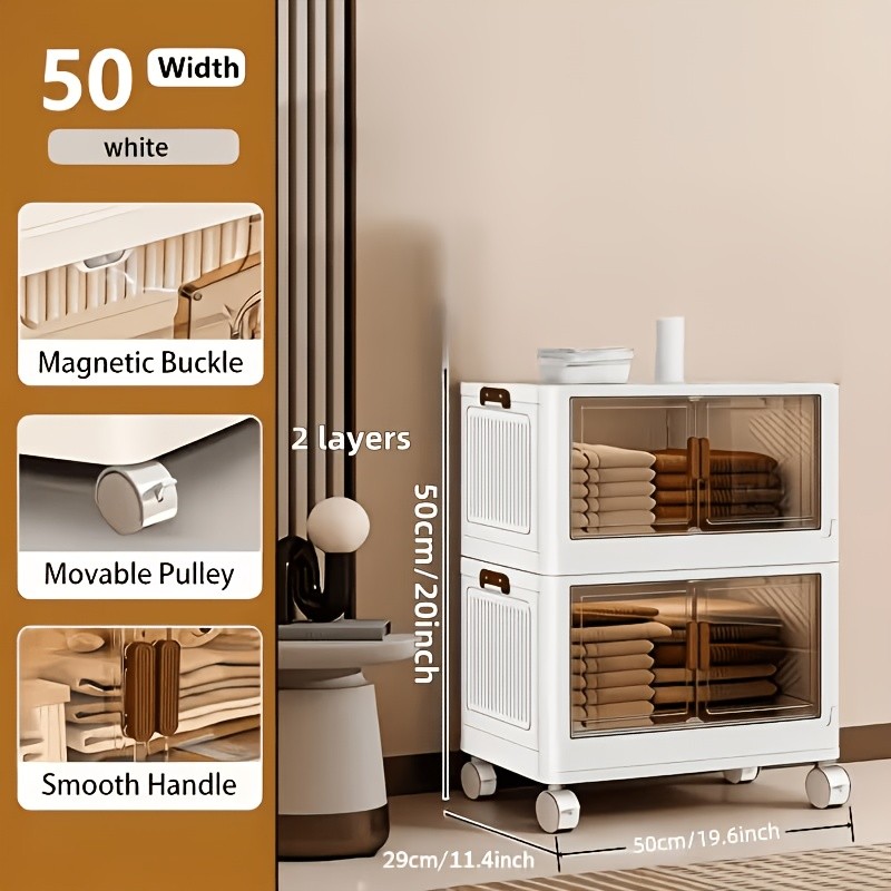 Layer Extra Large Storage Cabinet, Multi-Layer Foldable Storage Box with Door gallery