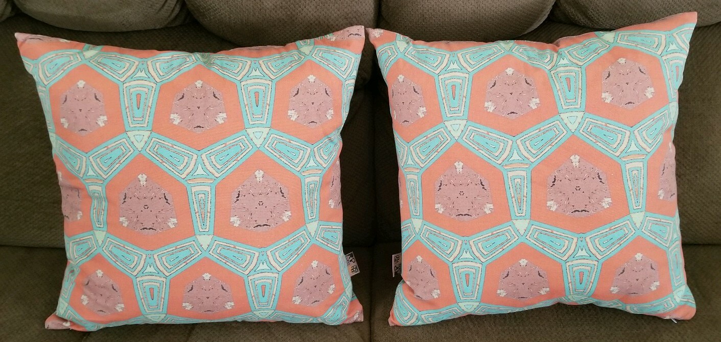 Rare Rouse Phillips Terracotta Grecian Tiles 17"X17" Down Accent Pillows 2 $450 gallery