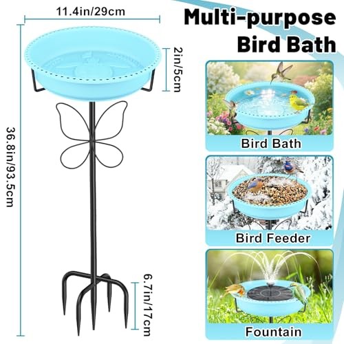 37In Bird Bath for Outside, 2-in-1 Birdbath & Birdfeeder with Detachable Blue gallery