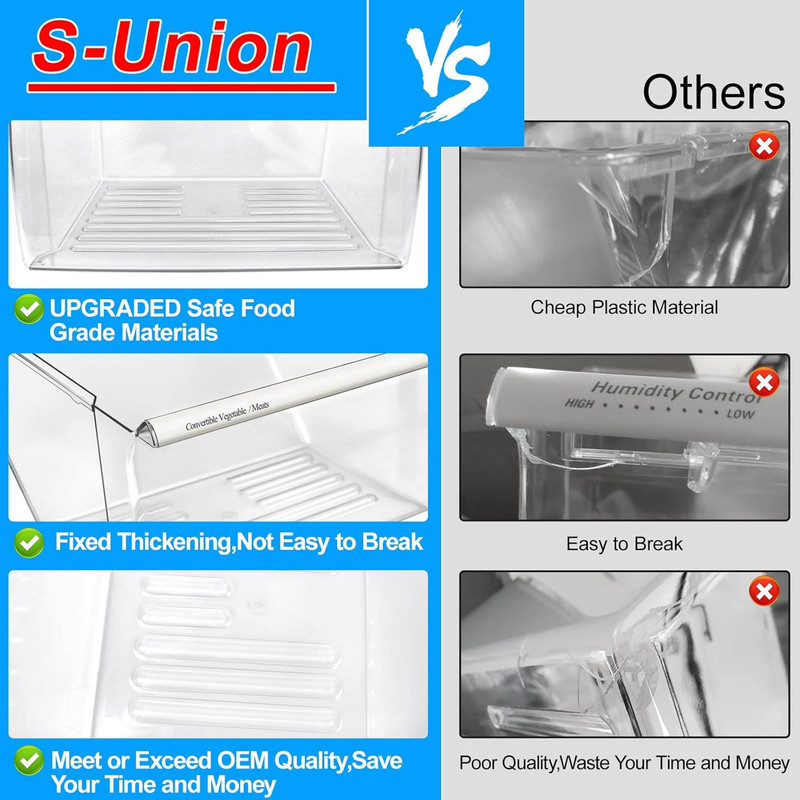2 Pack Fridge Crisper Drawer Replacement for Whirlpool & Kenmore Refrigerators gallery