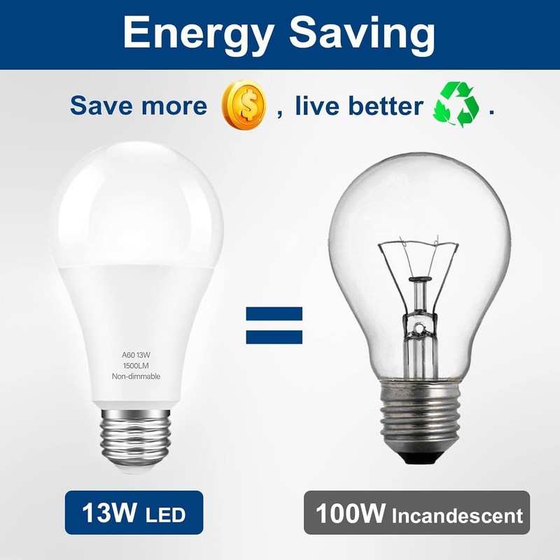 LED Light Bulbs100 Watt Equivalent A19 13W Lightbulb 5000K Daylight White 4 Pack gallery