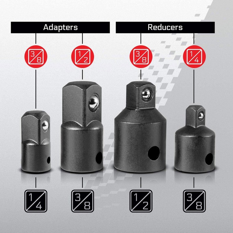 Socket Adapter Set Hex Shank to 1/4 3/8 1/2" Impact Grade Driver Drill 7 PCs gallery