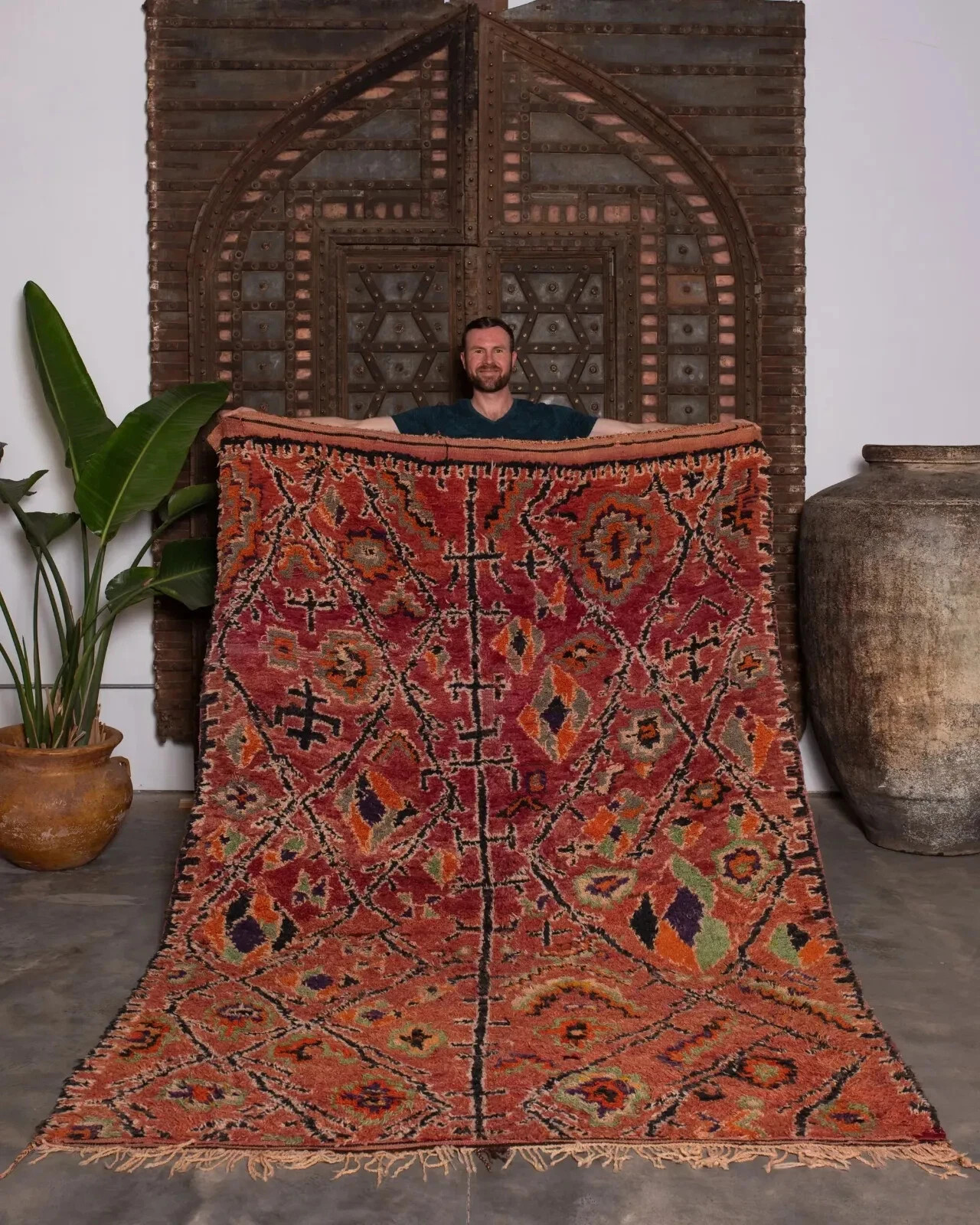 Vintage Moroccan Berber Rug Geometric Weave Wool Hand Knotted Design Carpet Rug gallery