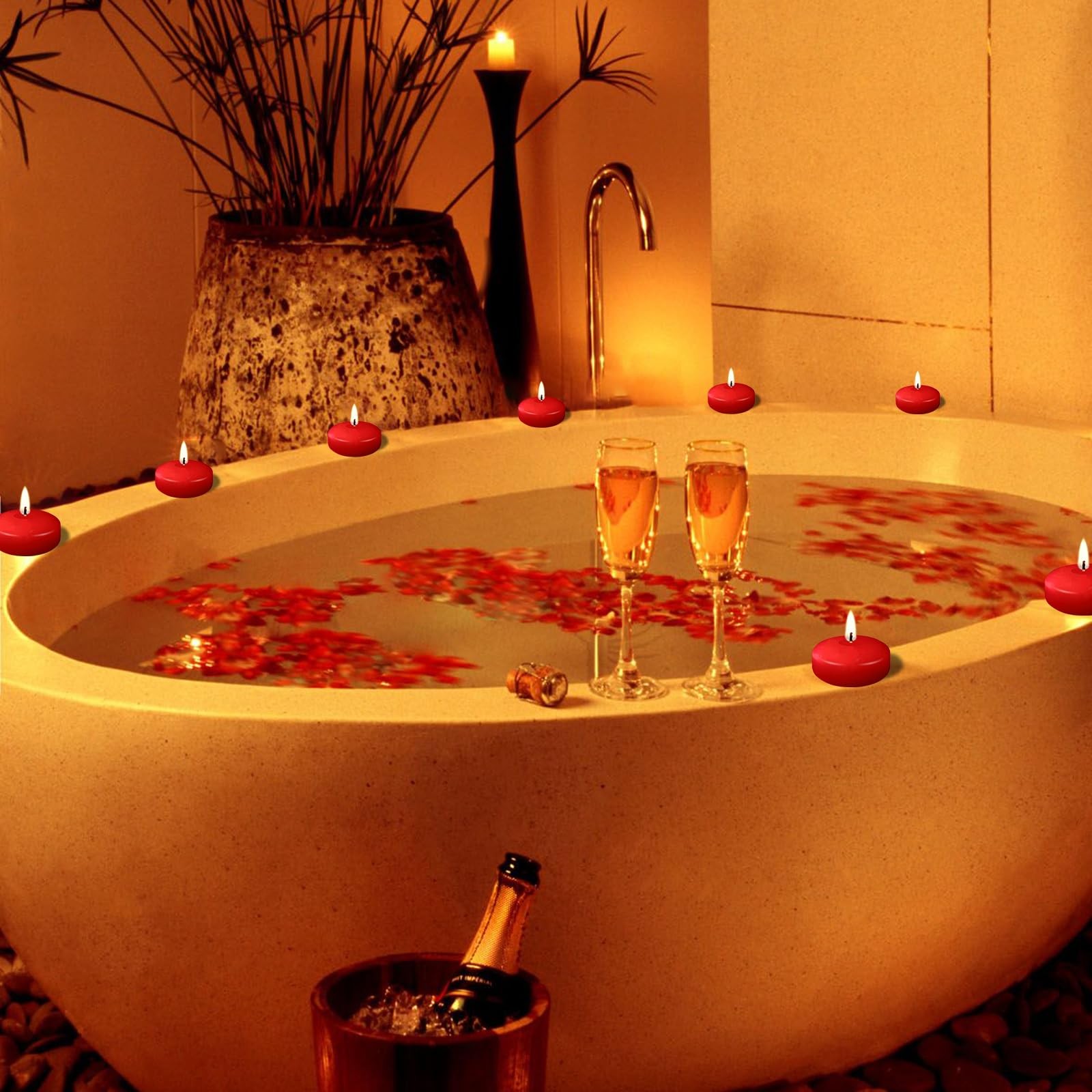12 PCS 2 Inch Red Unscented Floating Candles 5 Hours Valentines Party Decor gallery