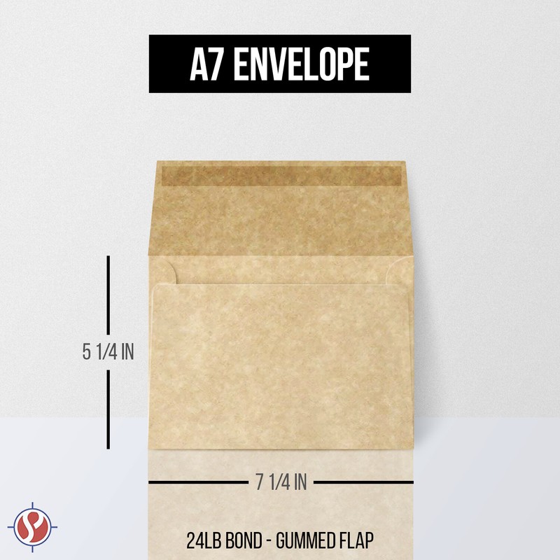 A7 Parchment Envelopes - AGED - 5 1/4 x 7 1/4" - 24lb Bond/60lb Text - 25 Qty gallery