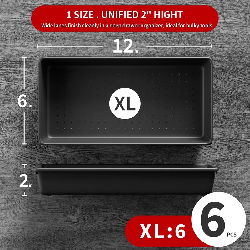【6 PCS Extra-Large】 Tool Box Drawer Organizer Trays with Non-slip Pads, Heav gallery