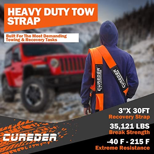 - 3'' x 20ft Recovery Strap,Lab Tested 35,121 lb Break 3"x20ft Tow Strap gallery