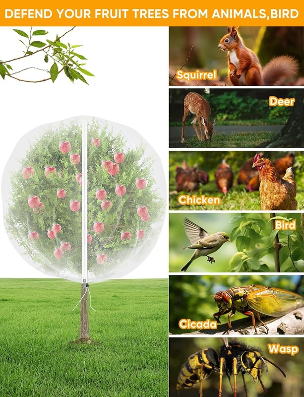 6'X 6' FT Large Fruit Tree Netting for Squirrels and Birds with Drawstring 2PCS gallery