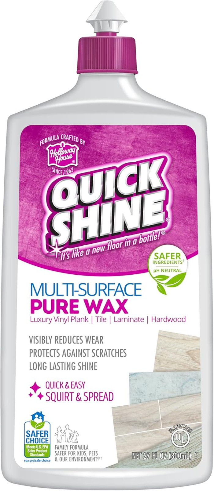 Quick Shine Pure Floor Wax 27Oz | a Buffable, Waterproof Finish for Regular and gallery