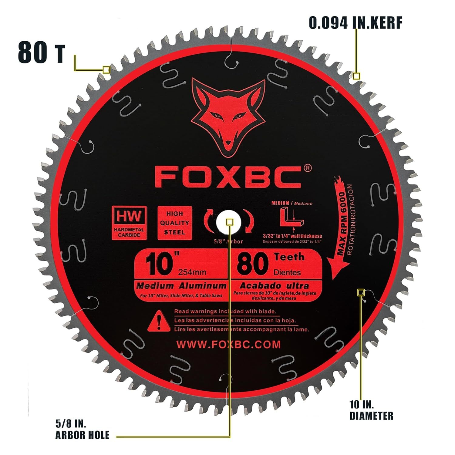 10-Inch Miter/Table Saw Blade 80-Tooth TCG for Aluminum Cutting gallery