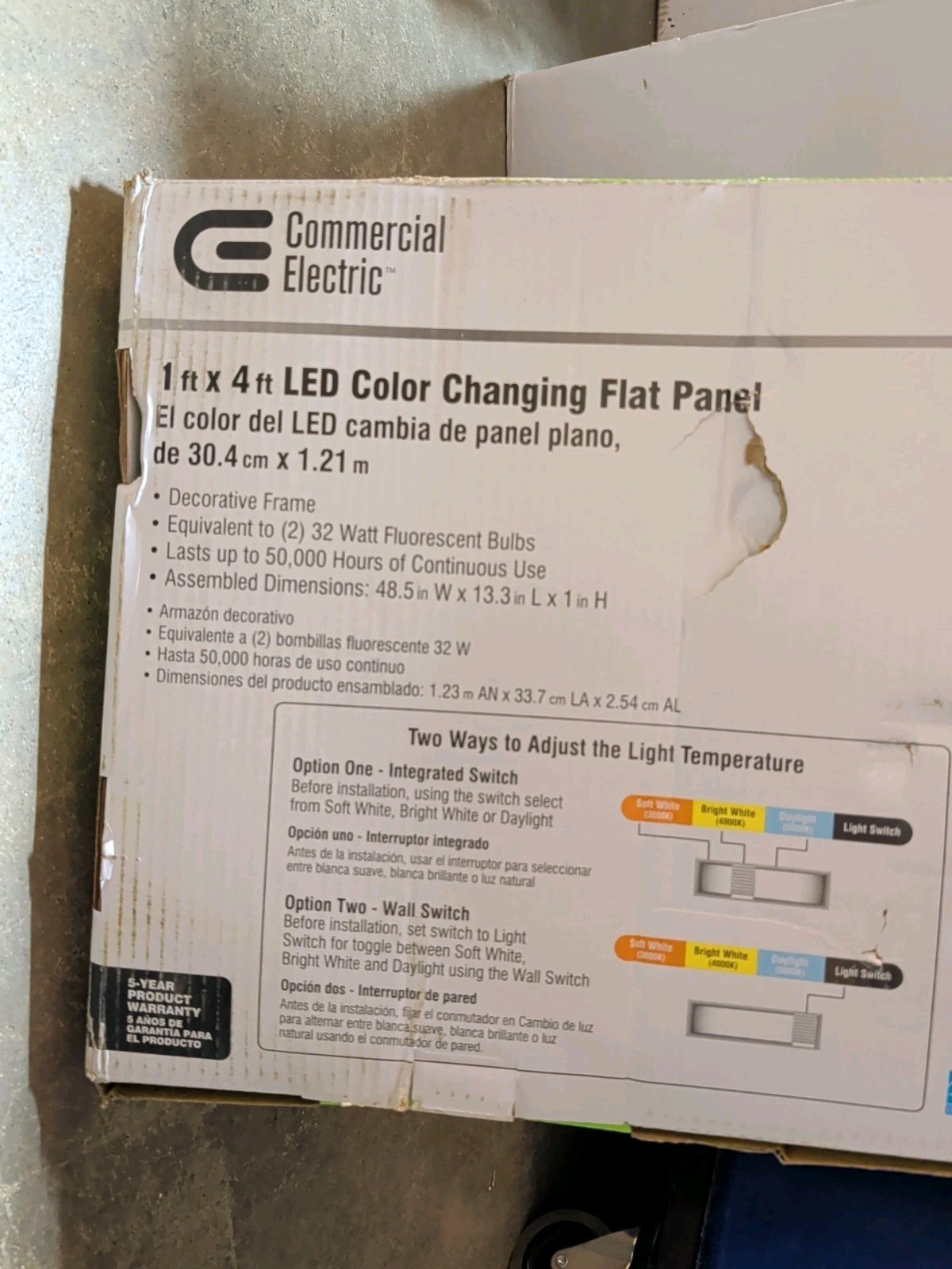 Commercial Electric 1 ft x 4 ft LED Flat Panel Flush Mount Ceiling Light w/ CCT gallery