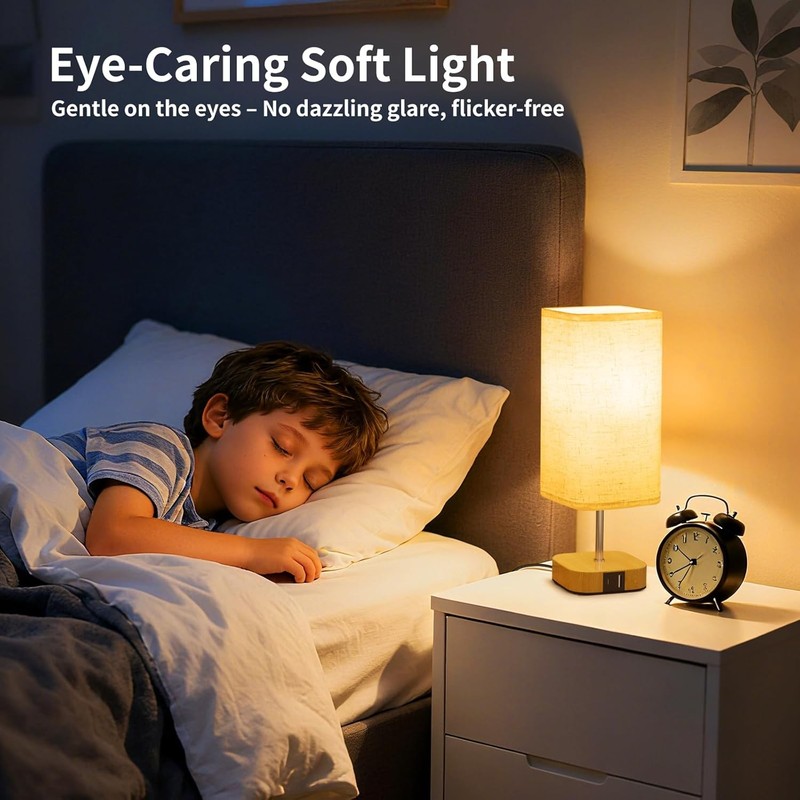 Bedside Lamp Bedroom Dimmable Touch Control Table Lamp w/ USB C+A Charging Ports gallery