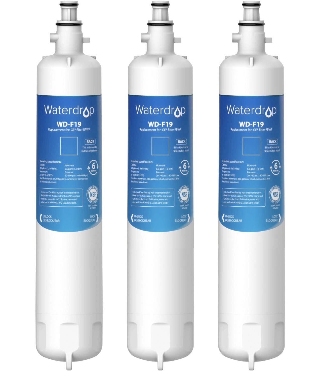 Waterdrop Refrigerator Water Filter Replacement for GE® RPWF,3 Pack gallery