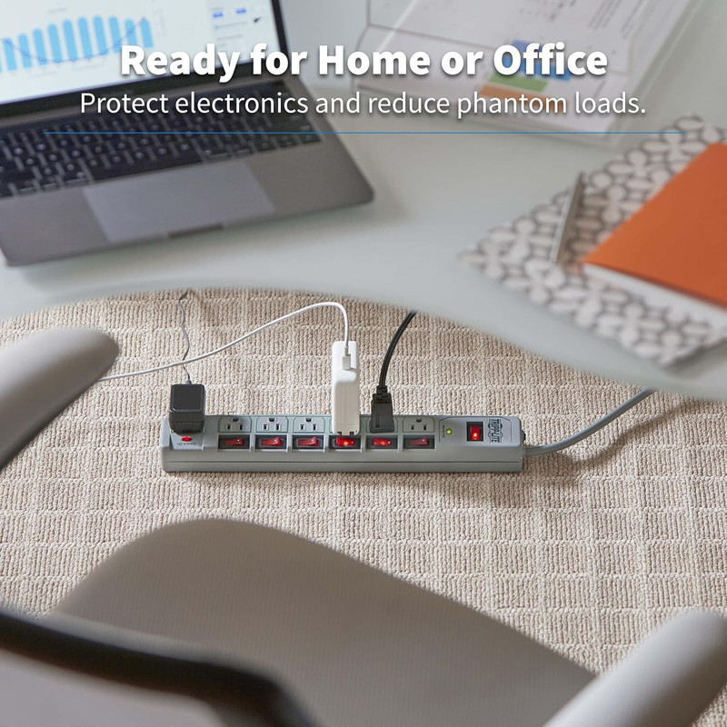7-Outlet Surge Protector Power Strip with 6 Individually Controlled Switches, 6 gallery