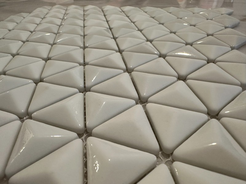 White 3D Triangle Matte and Glossy Mix Glass Mosaic gallery