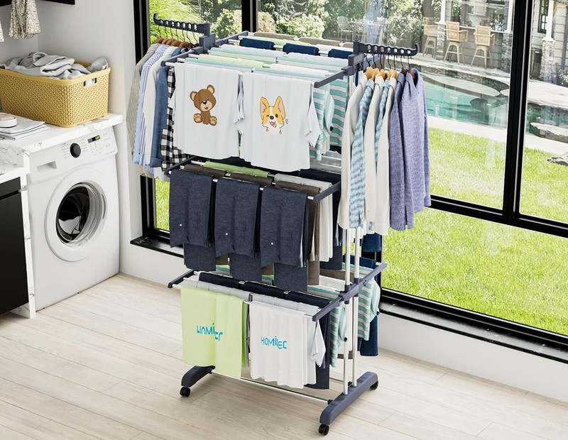 Clothes Drying Rack, Oversized 4-Tier(67.7" High) Foldable Stainless Steel gallery