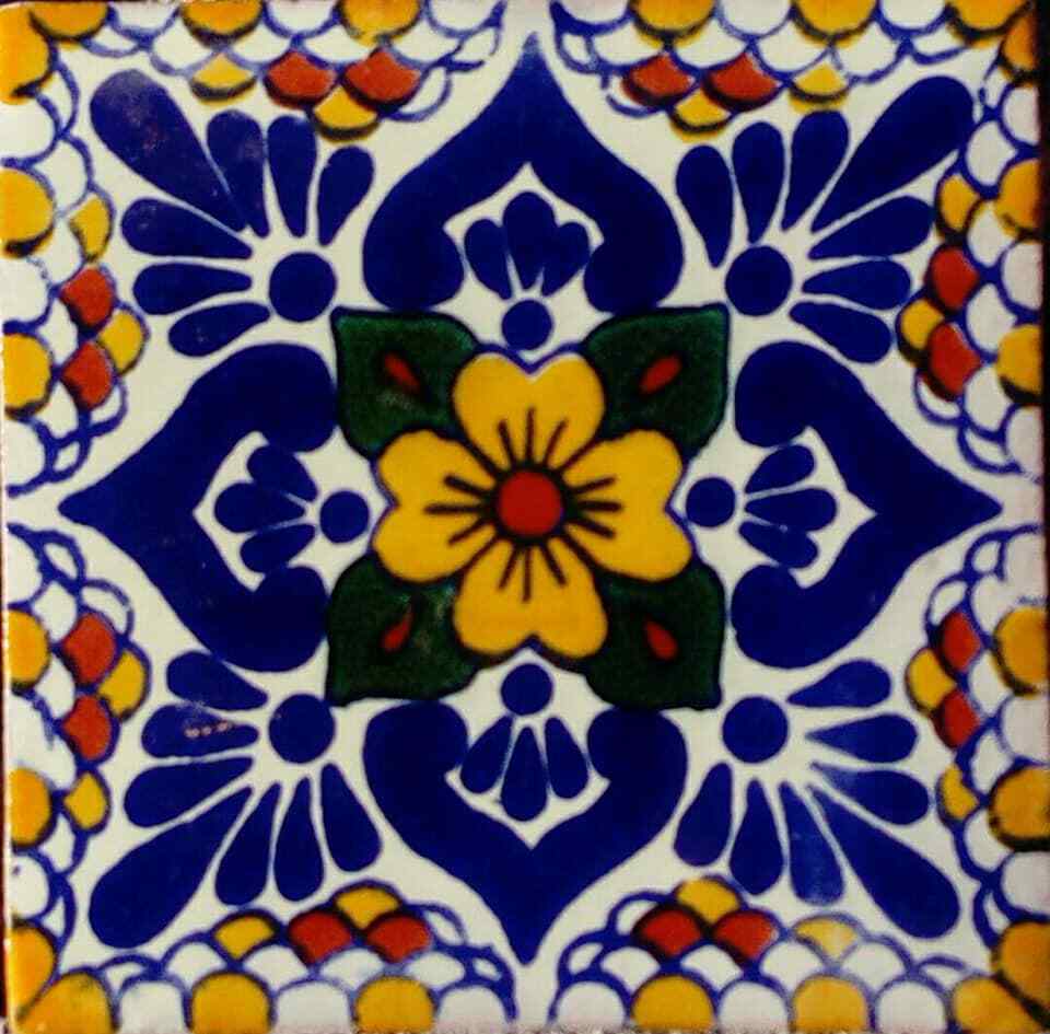 C#118) MEXICAN TILES CERAMIC HAND MADE SPANISH INFLUENCE TALAVERA MOSAIC ART gallery