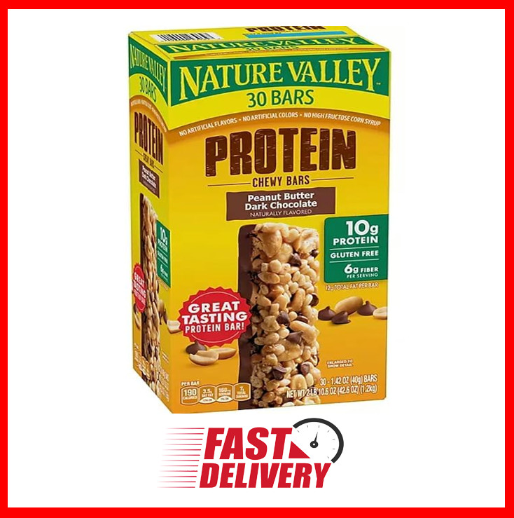 2x Nature Valley Peanut Butter Dark Chocolate 10g Protein Chewy Bars - 60 Count gallery