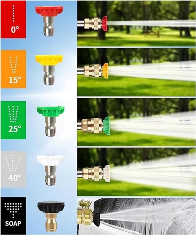 5-Pack High-Pressure Washer Nozzle Tips Set, 4500 PSI, Multi-Angle, Stainless... gallery