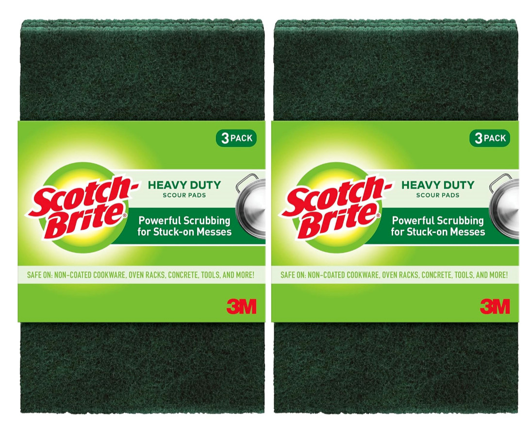 Scotch-Brite Heavy Duty Scour Pads, Great For The Kitchen, 3 Pads 2 Pack gallery