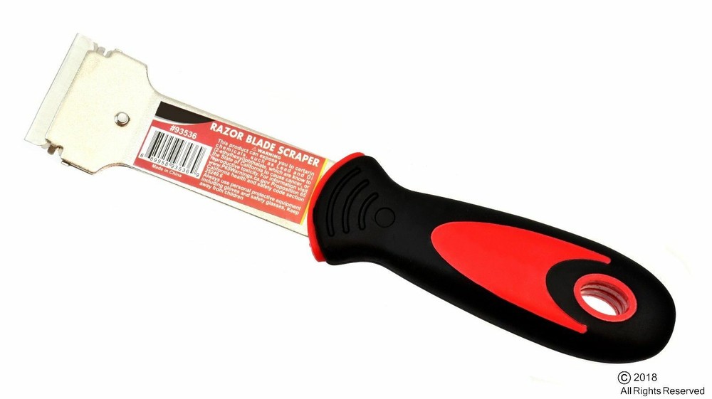 RAZOR BLADE SCRAPER STAINLESS WITH ONE STRAIGHT EDGE RAZOR INCLUDED