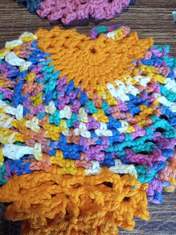 6 Handmade Crocheted Potholder Multicoloured & 6 Straight Pot Holders Mix Colors gallery
