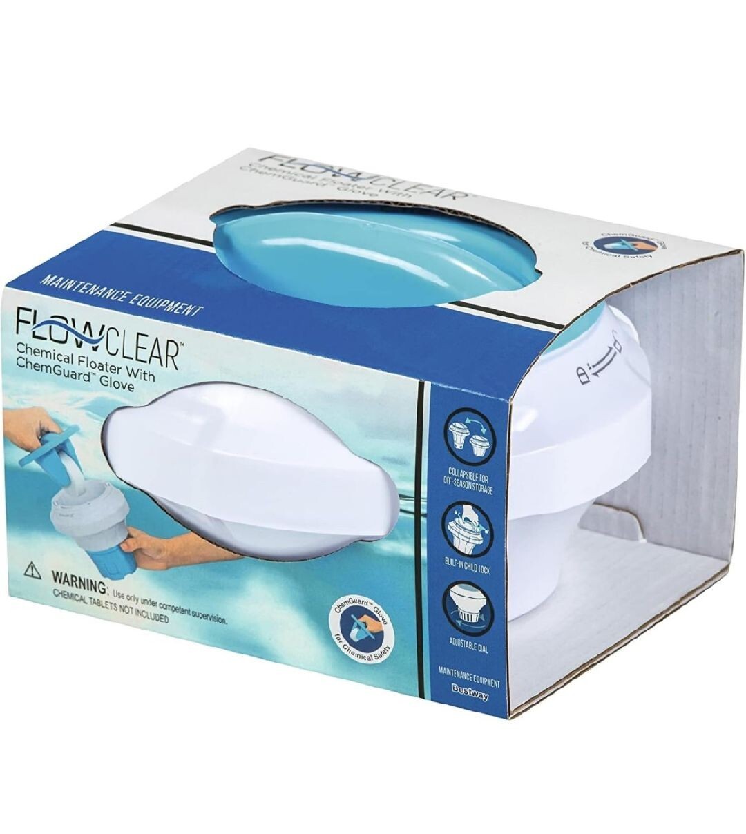 Bestway Flowclear Pool Chemical Floater With Chemguard Glove - USA-FAST SHIPPING gallery