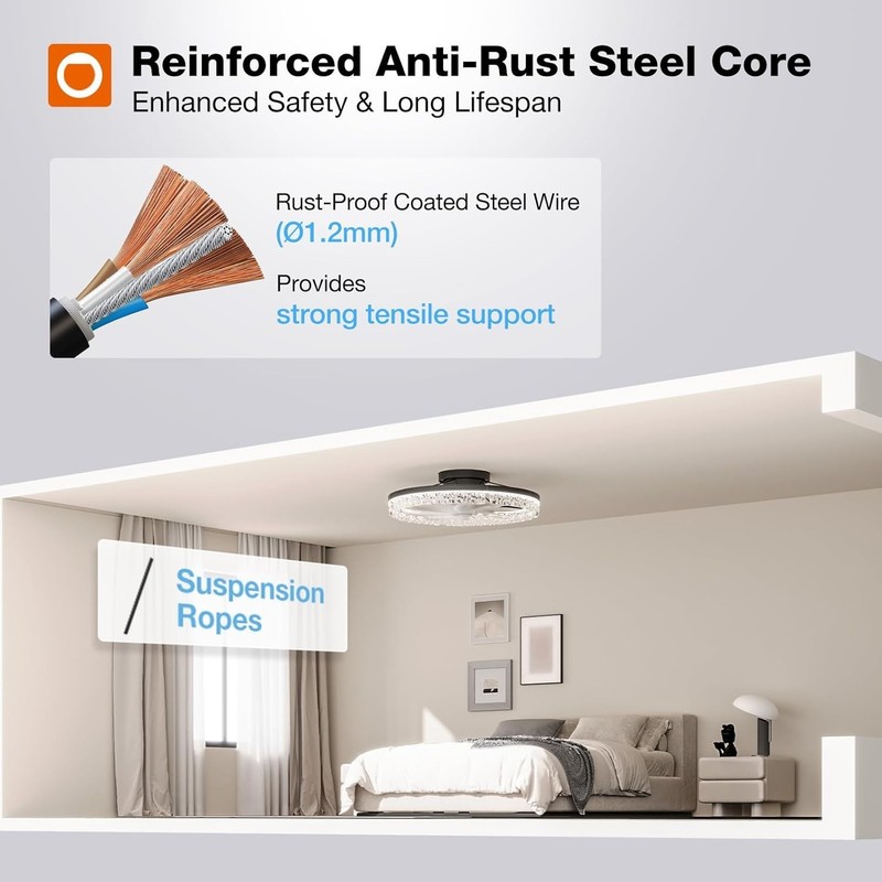 Low Profile LED Ceiling Fan with 6 Speeds & Remote, 3000-6000K Adjustable Light gallery