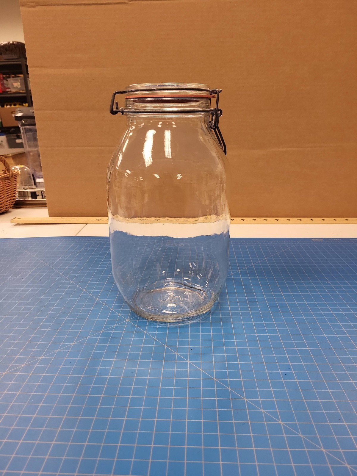 Large 3L Clear Glass Storage Jar Wire Bail Clamp Lid Hermetic Kitchen Canister 1 gallery