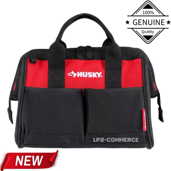 Husky 12” Tool Bag Water-Resistant 600-Denier Dual Zipper 3-Year Warranty gallery