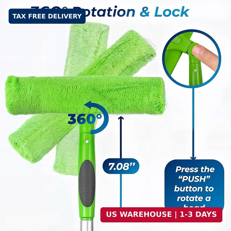 DSV Standard Window Squeegee Kit 10in Head 4-section Pole 62in Green gallery