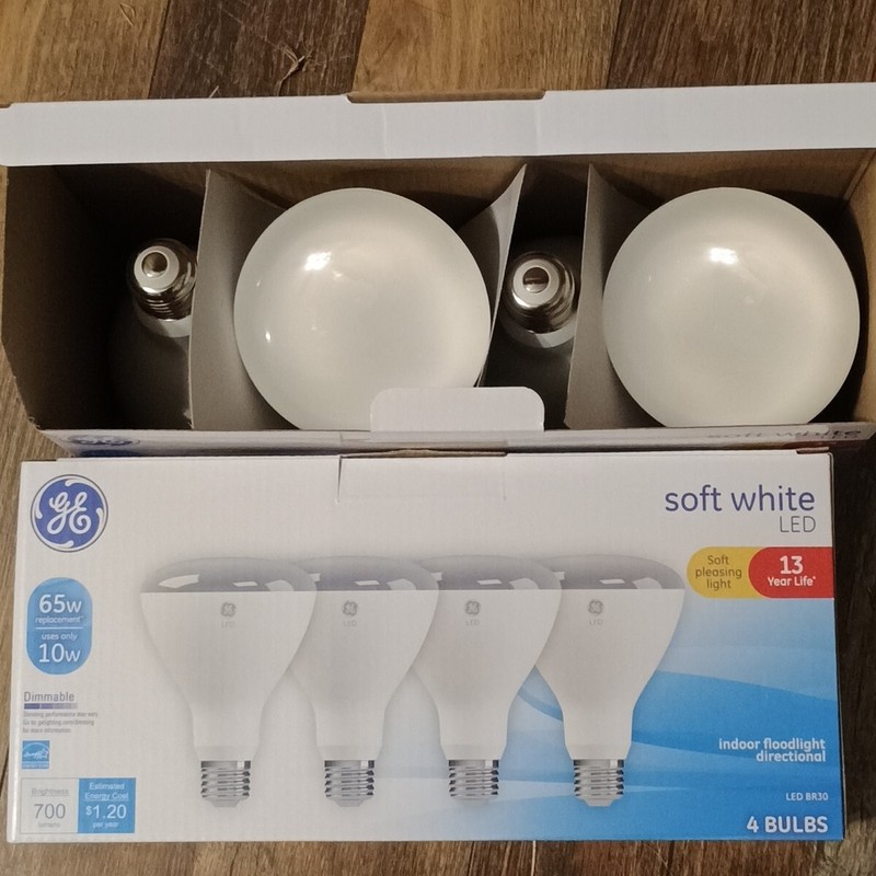 GE Soft White Dimmable 65 Watt Replacement LED Light Bulbs BR30 (4 Bulbs) 2boxes gallery