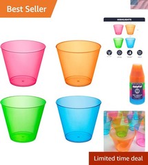 Plastic Cups, 50-Count, Assorted Neon