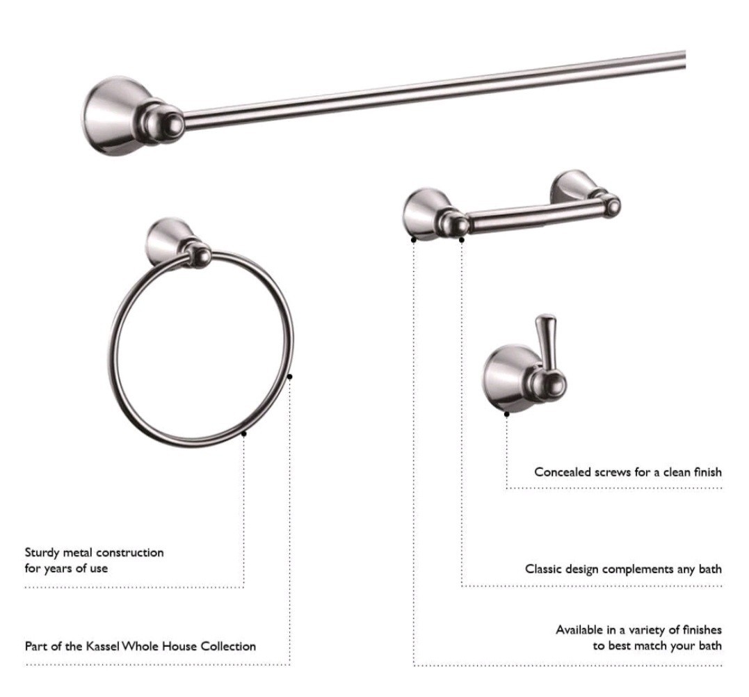 Kassel Transitional 18" Towel Bar, Brushed Nickel - Design House 558262 gallery
