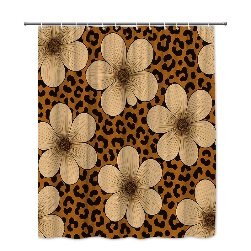 Leopard Floral Shower Curtain - Stylish Bathroom Decor gallery