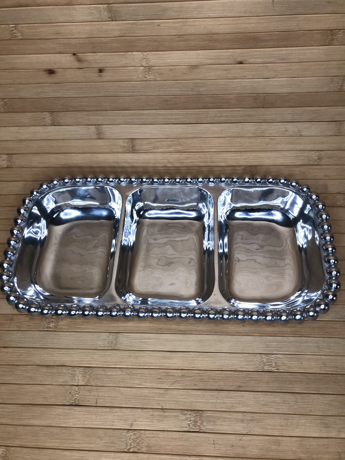 Mariposa “String Of Pearls” 3 Section Server tray platter 12 x 6 over 2 lbs gallery