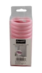 12 Piece Plastic Locking Hook Set Easy Gliding Shower Curtain Rings Pink