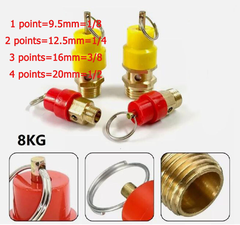 8KG Air Compressor Pressure Relief Brass Safety Exhaust Valve 1/2" 1/4" 1/8" 3/8 gallery