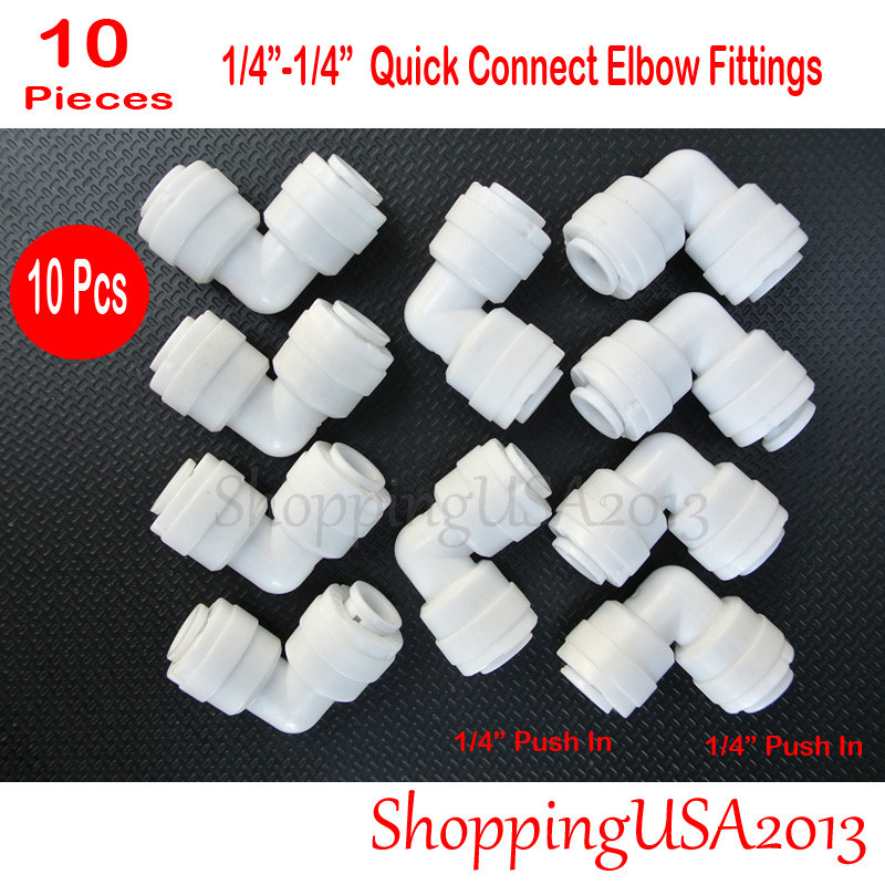 10 Pcs 1/4"-1/4" Quick Connect Connector Fittings Push In RO Water Filter System gallery