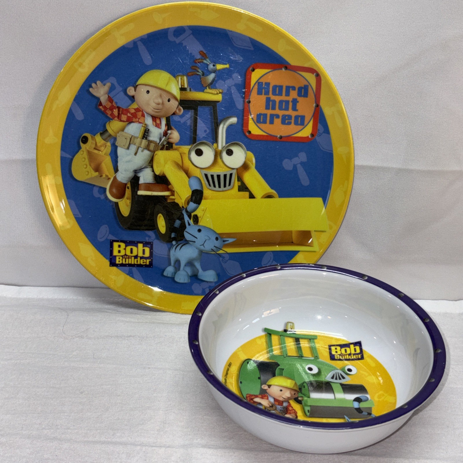 Zak Designs Bob the Builder Melamine Plate Bowl Set Hard Hat Area 2001 gallery