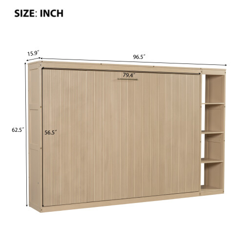 Twin Full Size Murphy Bed Wall Bed w/ Storage Bookshelves Bedroom Sets Furniture gallery