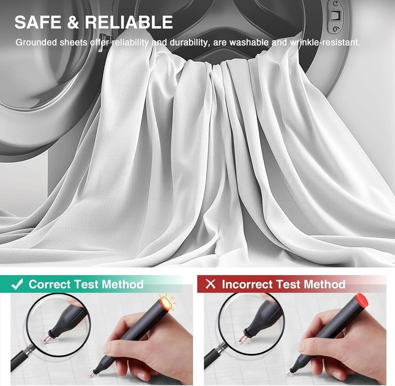 Earthing Grounding Fitted Sheet 95% Cotton Silver Fiber Deep Pocket - FULL XL gallery