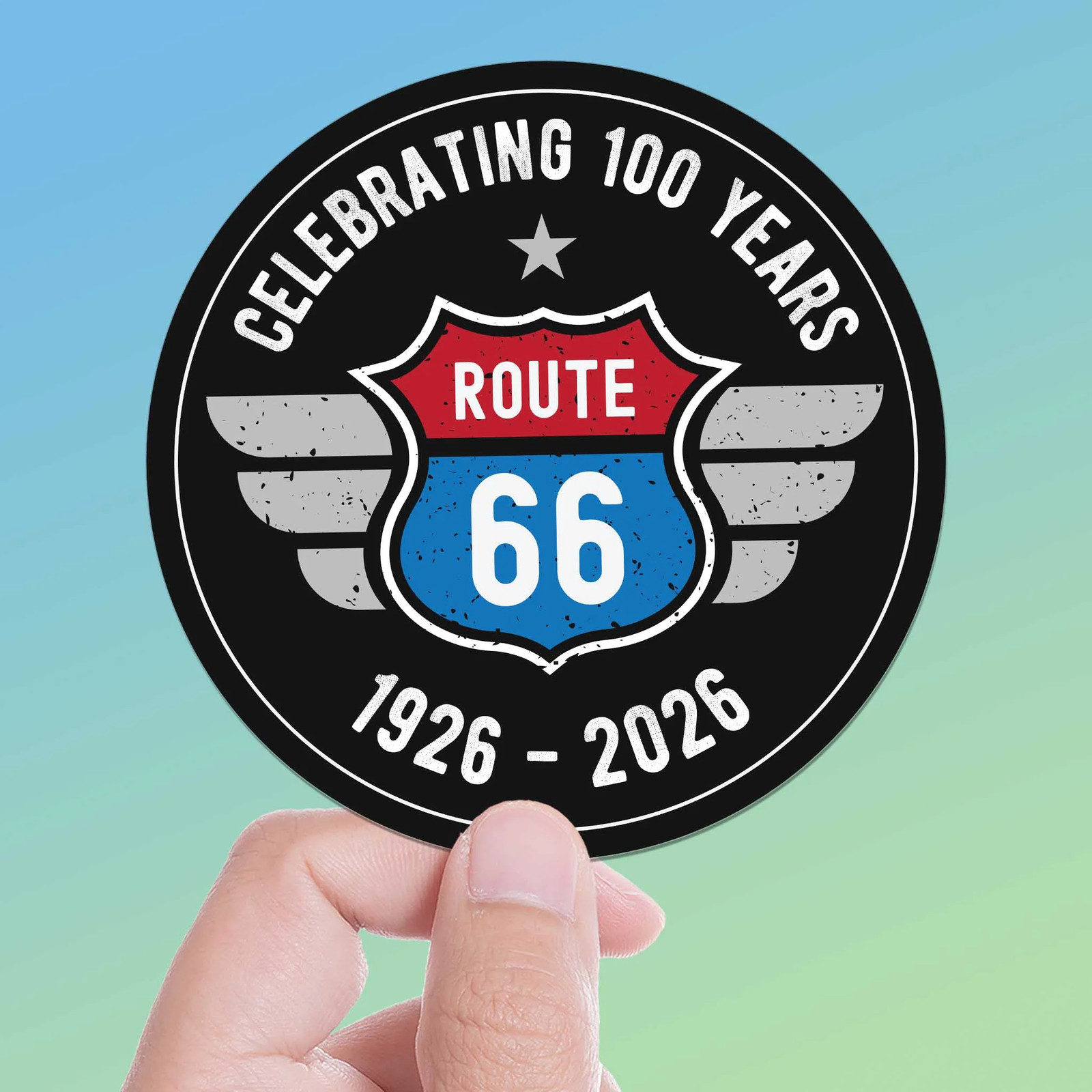100th Anniversary Route 66 Sticker - Black Circle gallery