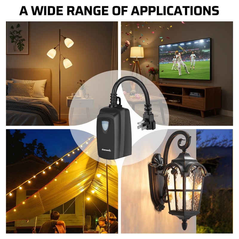 DEWENWILS Outdoor Wireless Remote Control Outlet Power Strip Weatherproof Black gallery